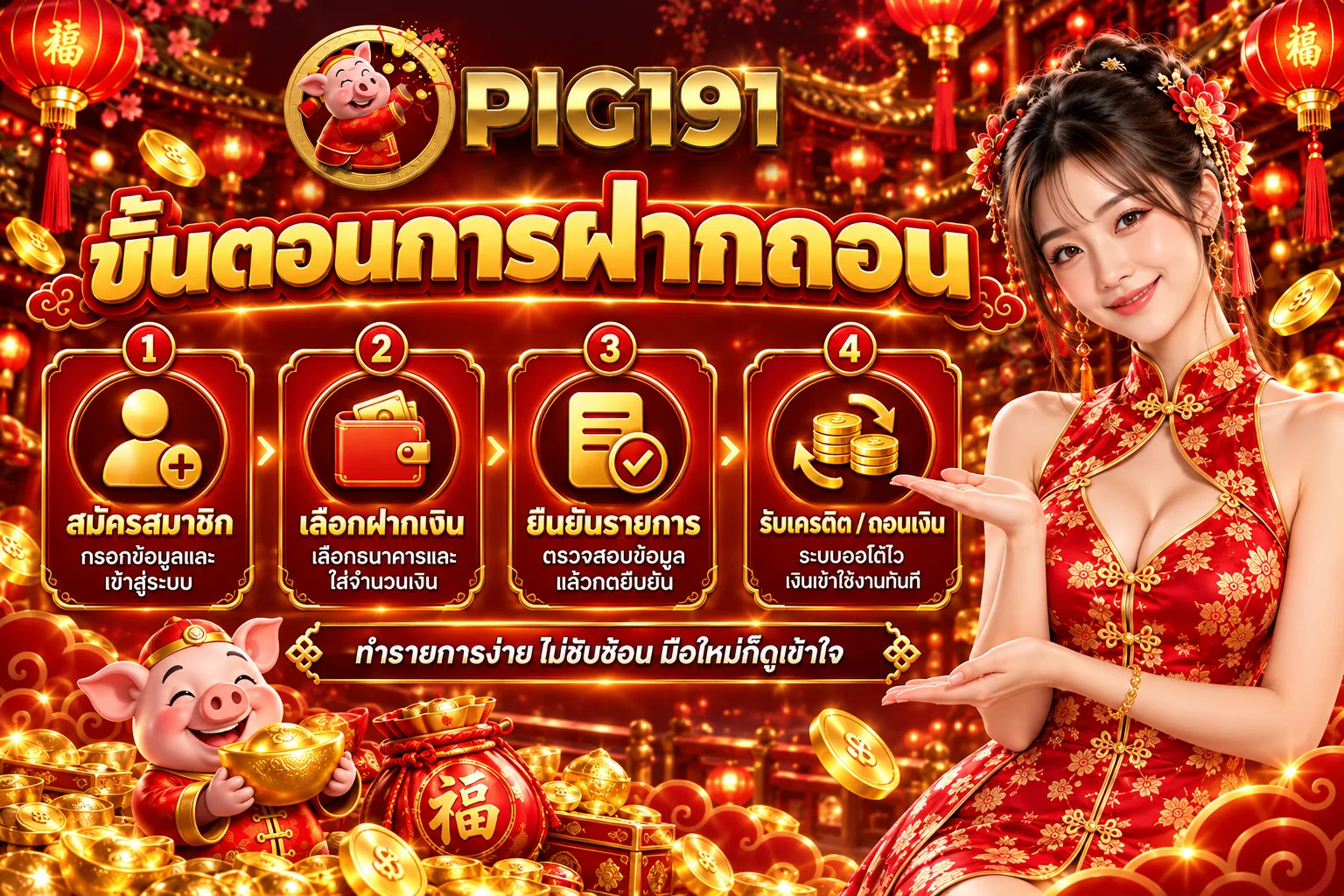 PIG191 ขั้นตอนฝากถอน